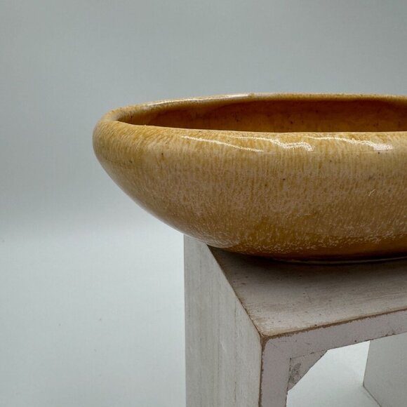 Rare Vintage 8.5” California USA Pottery Oval Planter gold yellow white drip gla - Picture 4 of 13
